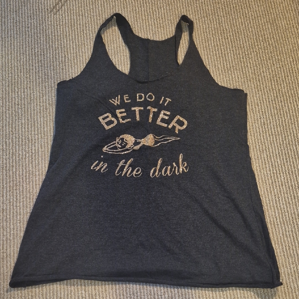 Dark Gray Graphic Racerback Tank Top - We Do It Better